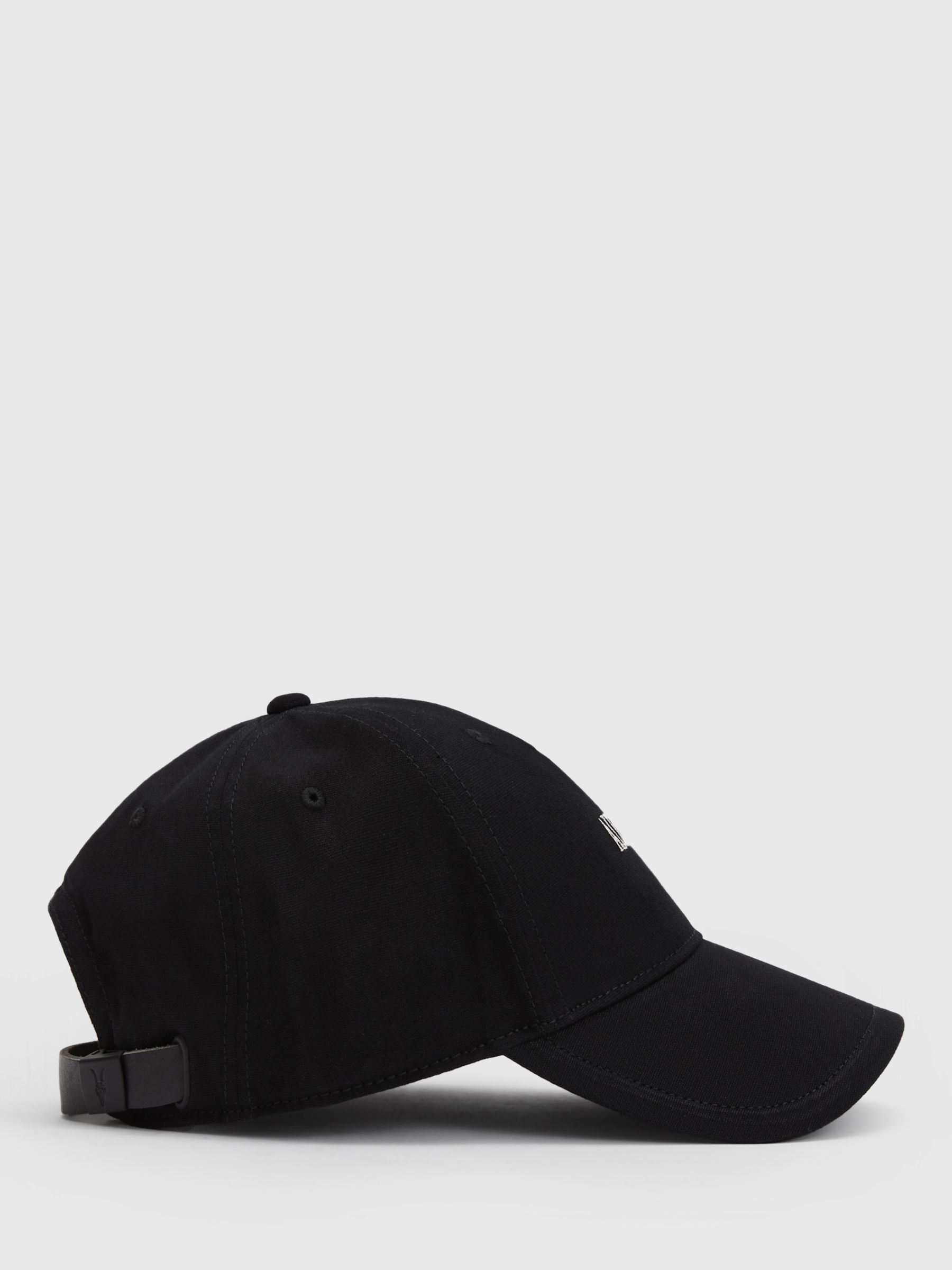 Buy AllSaints Axl Leather Strap Baseball Cap, Black/White Online at johnlewis.com