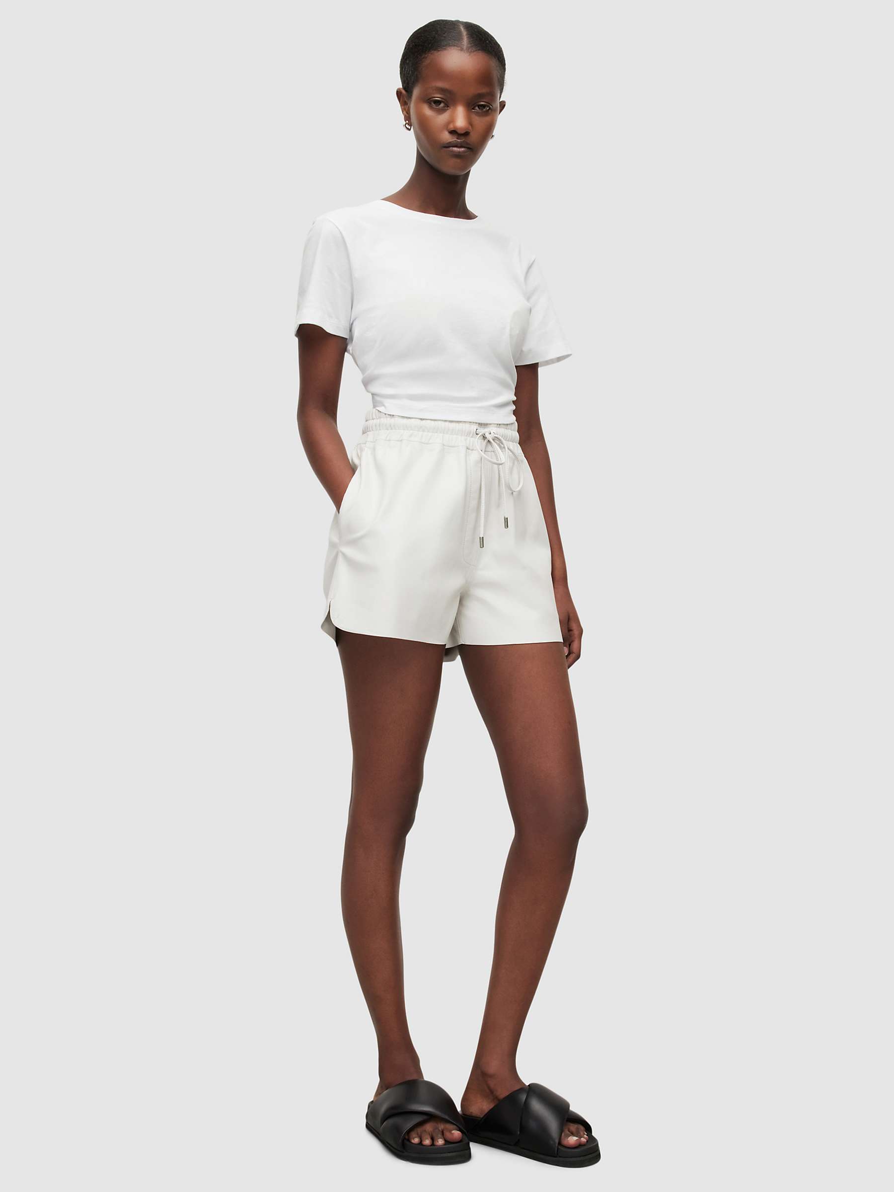 Indsigt fremstille karakterisere AllSaints Shana Leather Shorts, White at John Lewis & Partners