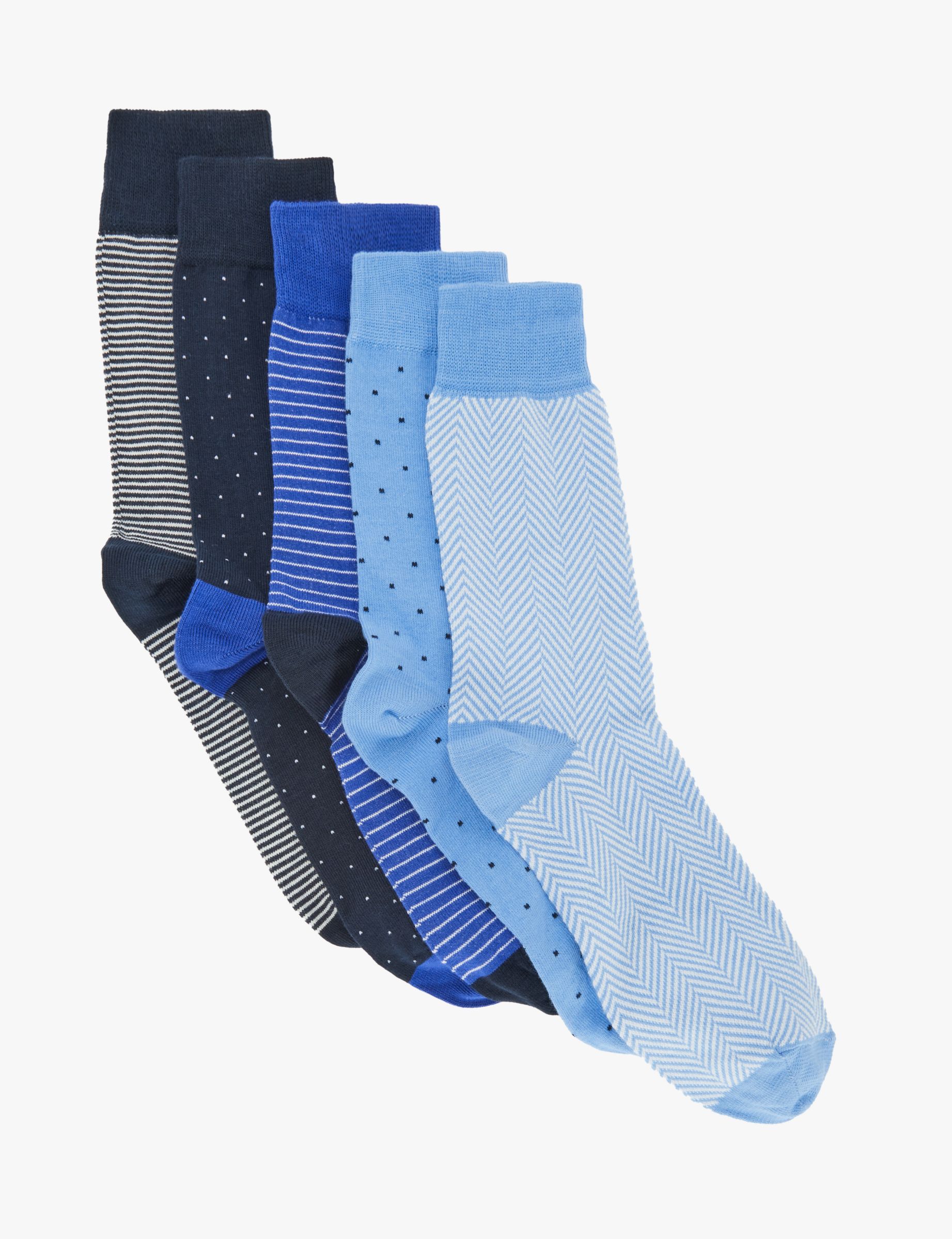 Buy John Lewis Spot Stripe Cotton Blend Socks, Pack of 5 Online at johnlewis.com