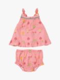 Angel & Rocket Baby Clemmie Top & Bloomers Set, Coral
