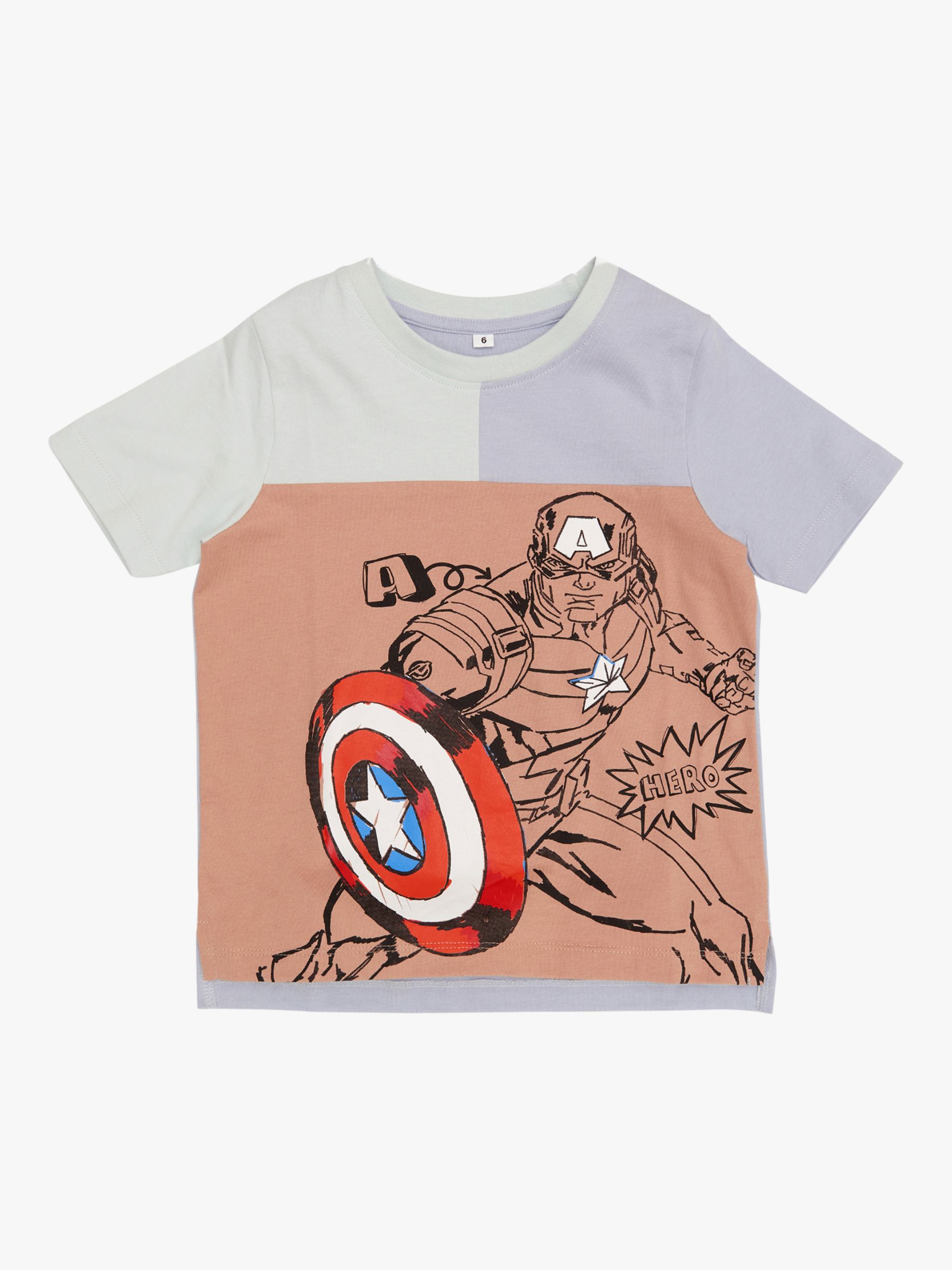 Buy Angel & Rocket Kids' Marvel Captain America T-Shirt, Grey Online at johnlewis.com