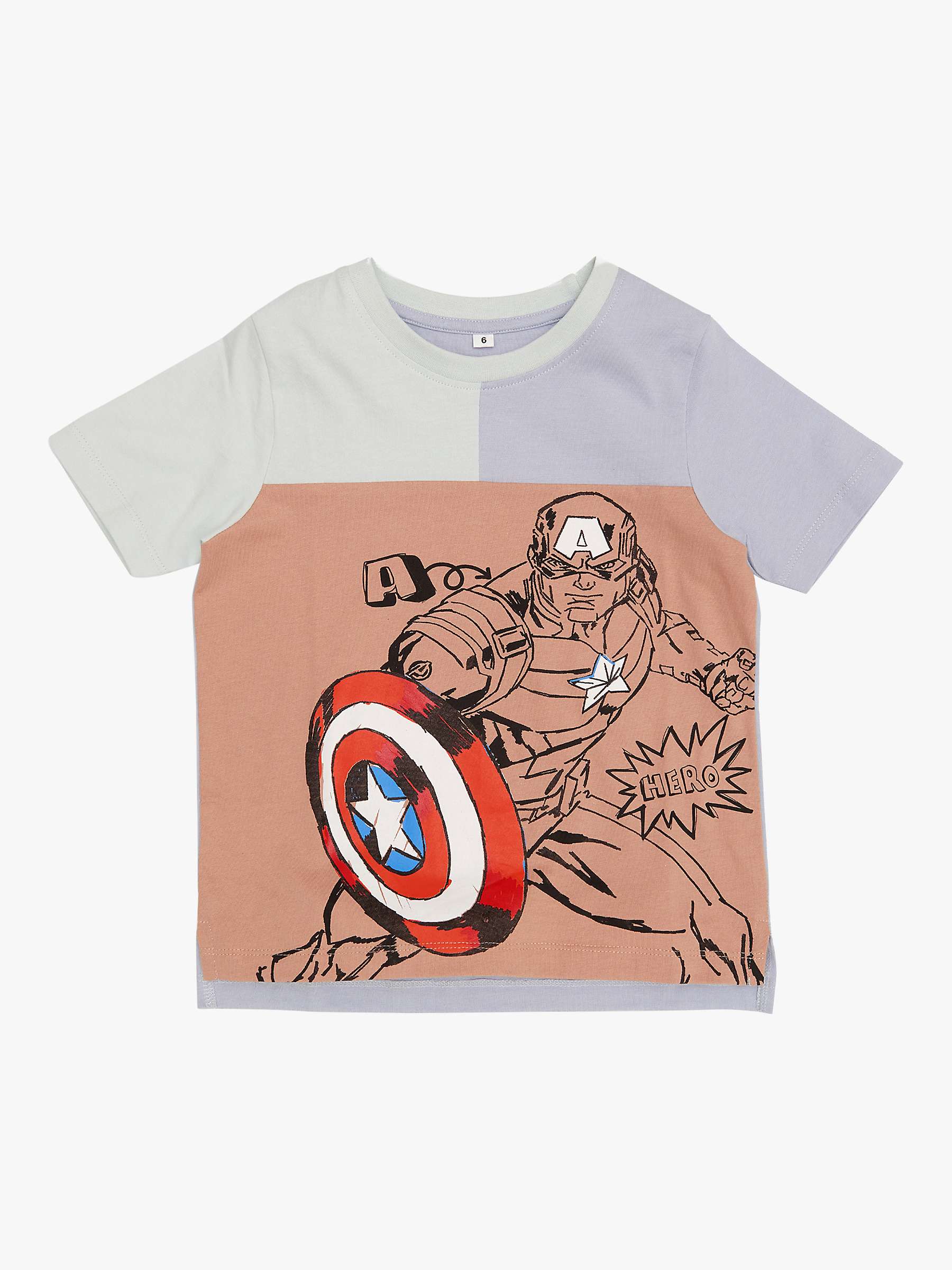 Buy Angel & Rocket Kids' Marvel Captain America T-Shirt, Grey Online at johnlewis.com