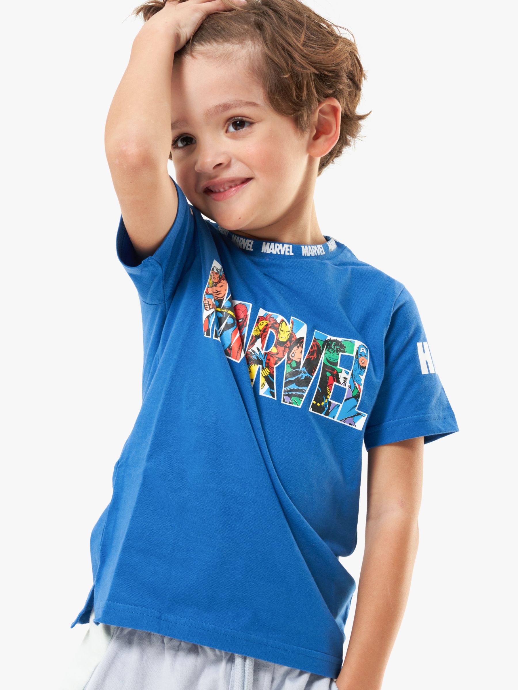 Buy Angel & Rocket Kids' Marvel Hero T-Shirt, Blue Online at johnlewis.com