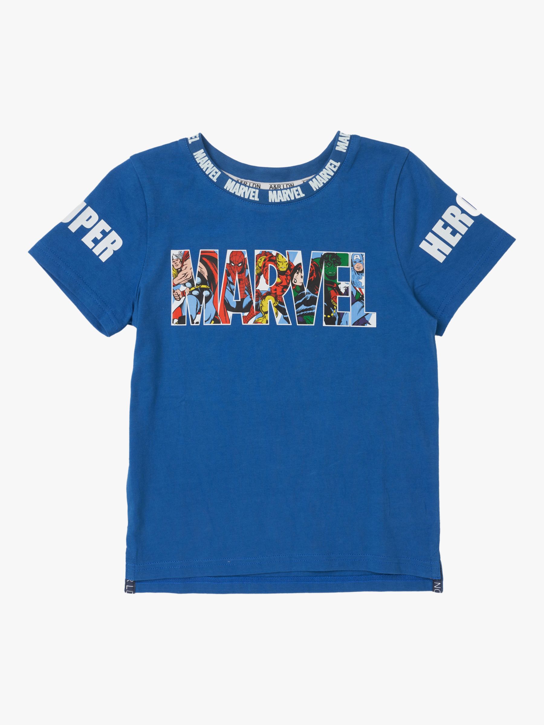 Buy Angel & Rocket Kids' Marvel Hero T-Shirt, Blue Online at johnlewis.com