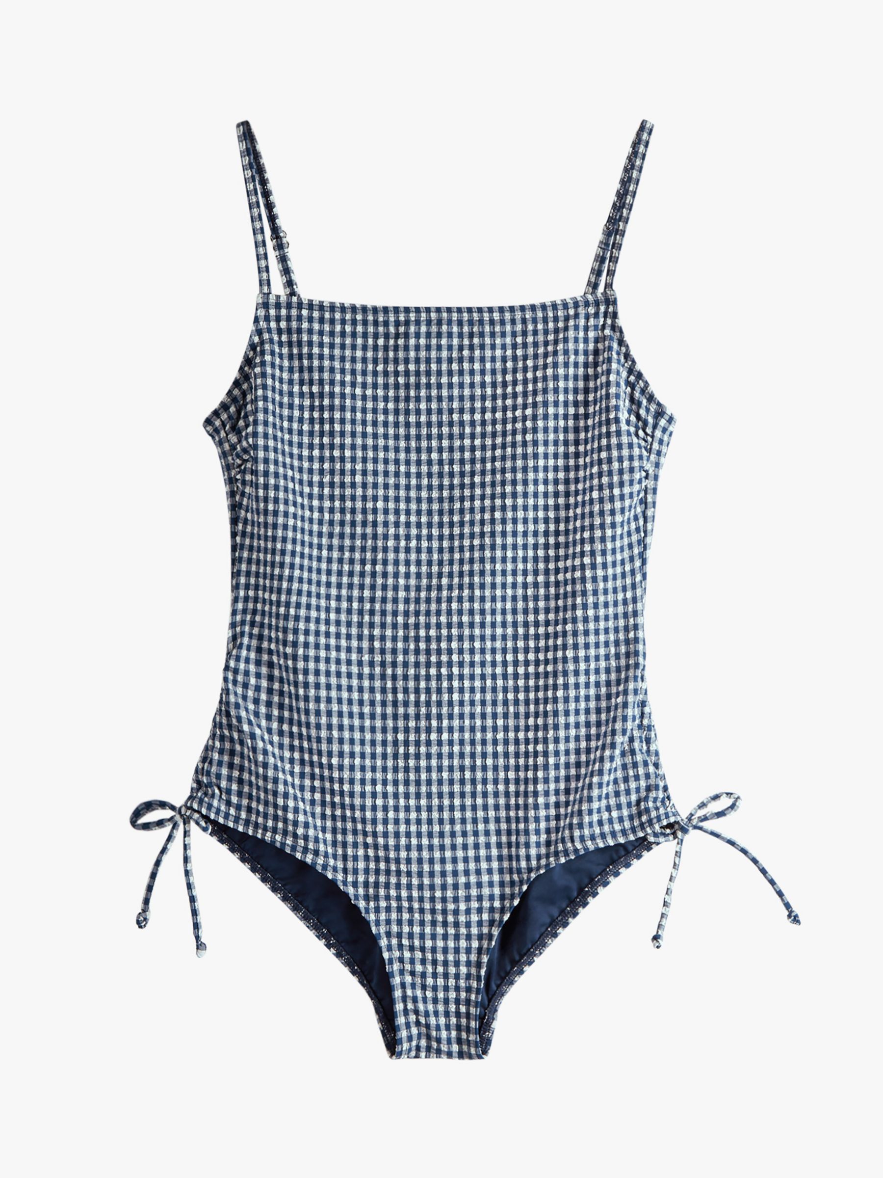 hush Gingham Square Neck Swimsuit, Navy at John Lewis & Partners