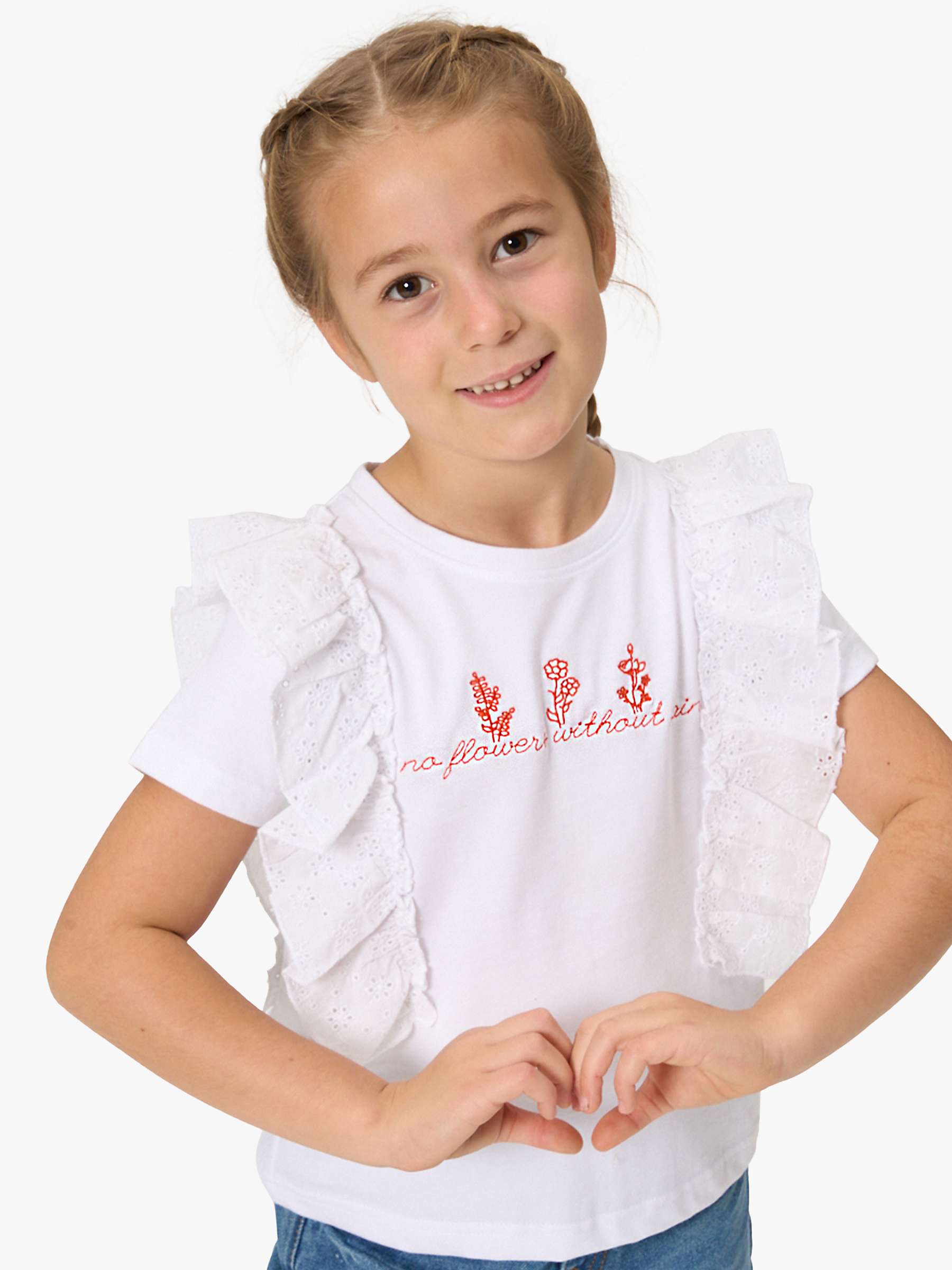 Buy Angel & Rocket Kids' Helena Broderie Top, White Online at johnlewis.com