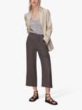 Whistles Linen Cropped Trousers, Washed Black