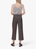 Whistles Linen Cropped Trousers, Washed Black