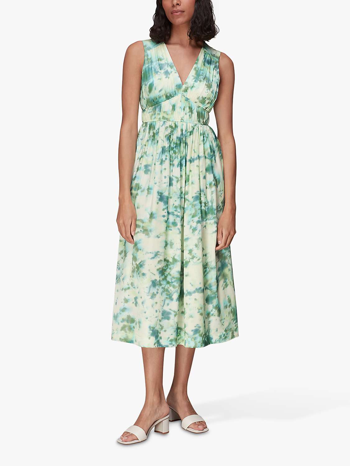 Buy Whistles Waterflower Silk Mix Midi Dress, Green/Multi Online at johnlewis.com