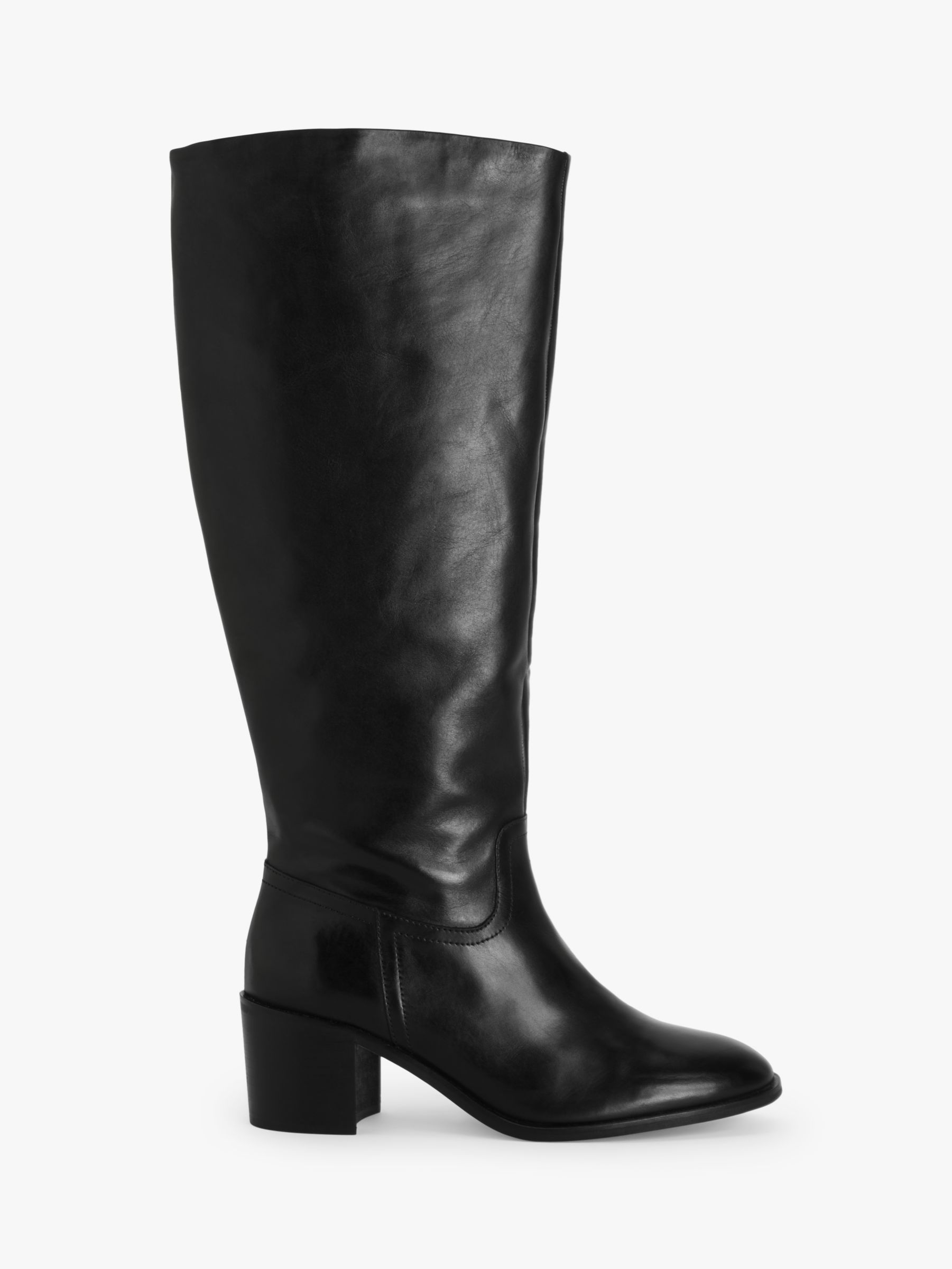 John Lewis + Erica Davies Valerie Leather Wide Calf Western Boots ...