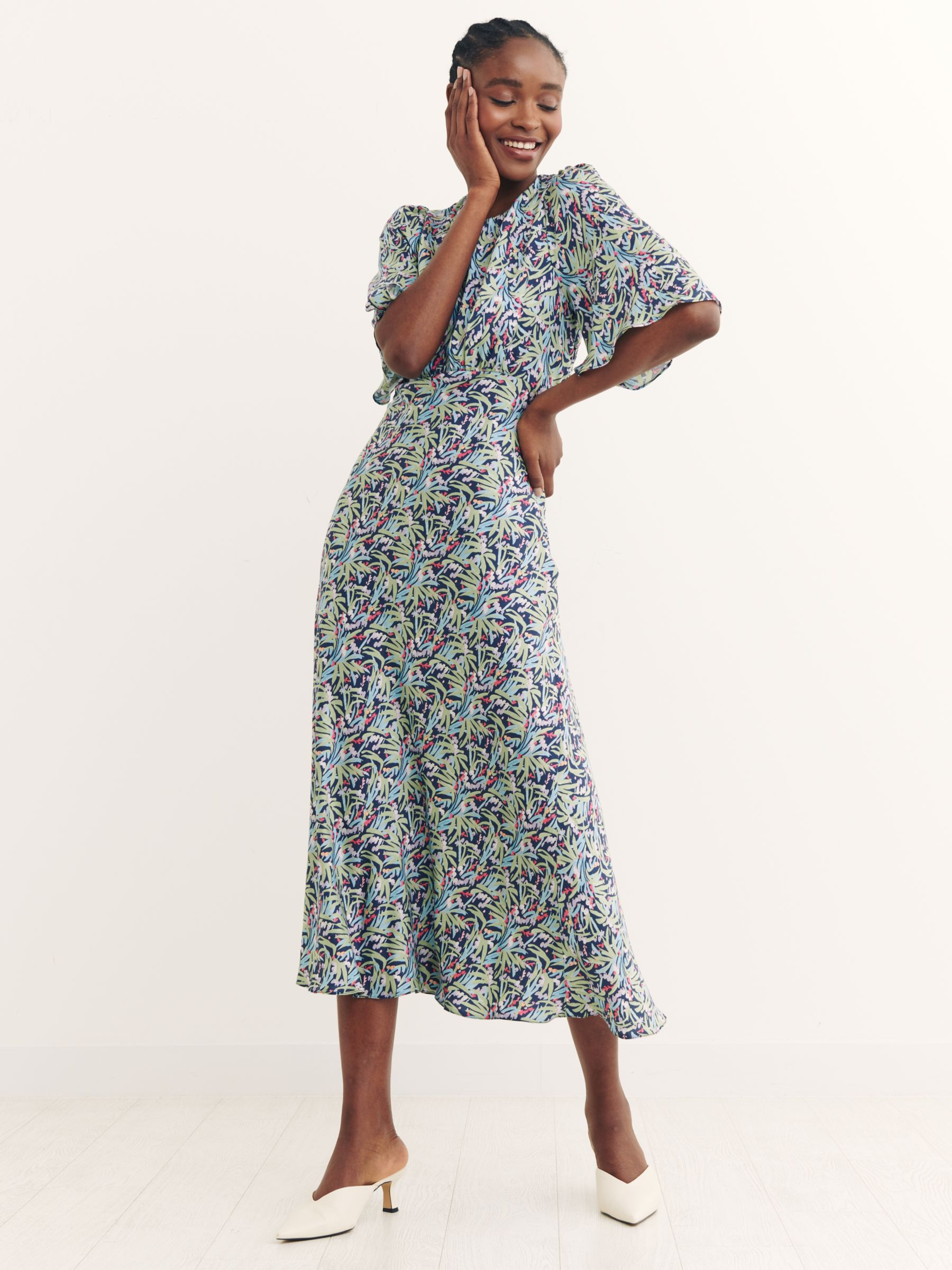 Nobody's Child Evelyn Floral Midi Dress, Multi at John Lewis & Partners