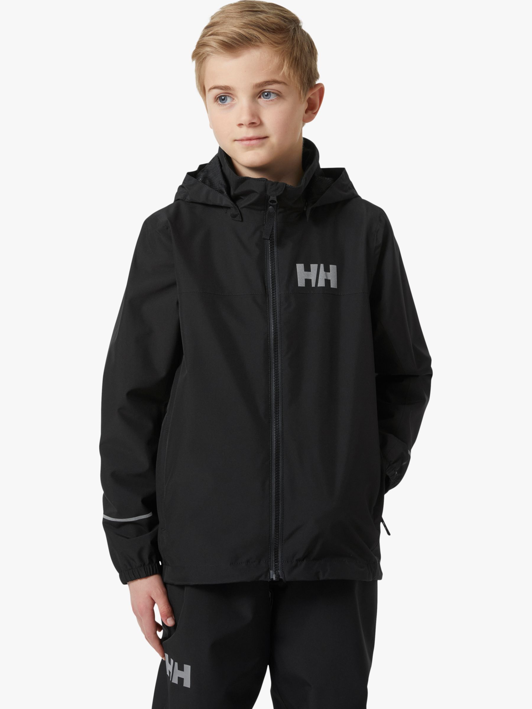 Helly Hansen Kids' Juell Rain Jacket, Black at John Lewis & Partners