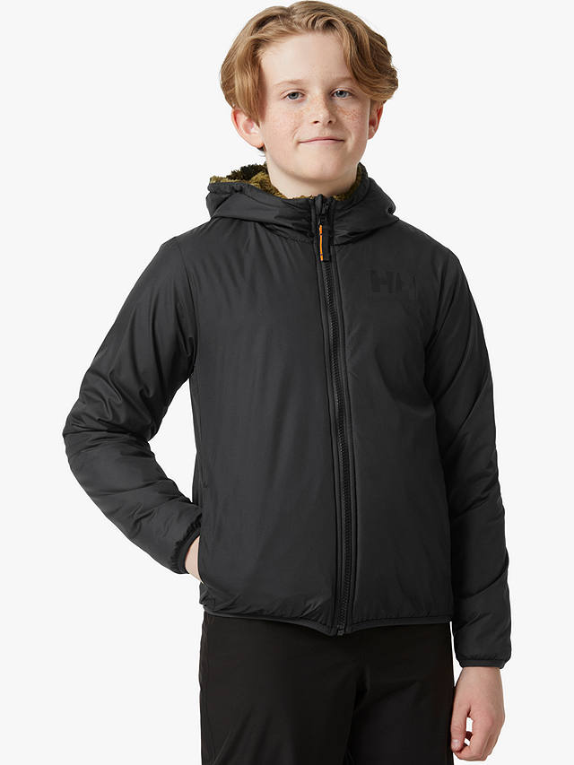 Helly Hansen Kids' Reversible Fleece Lined Coat, Black/Green