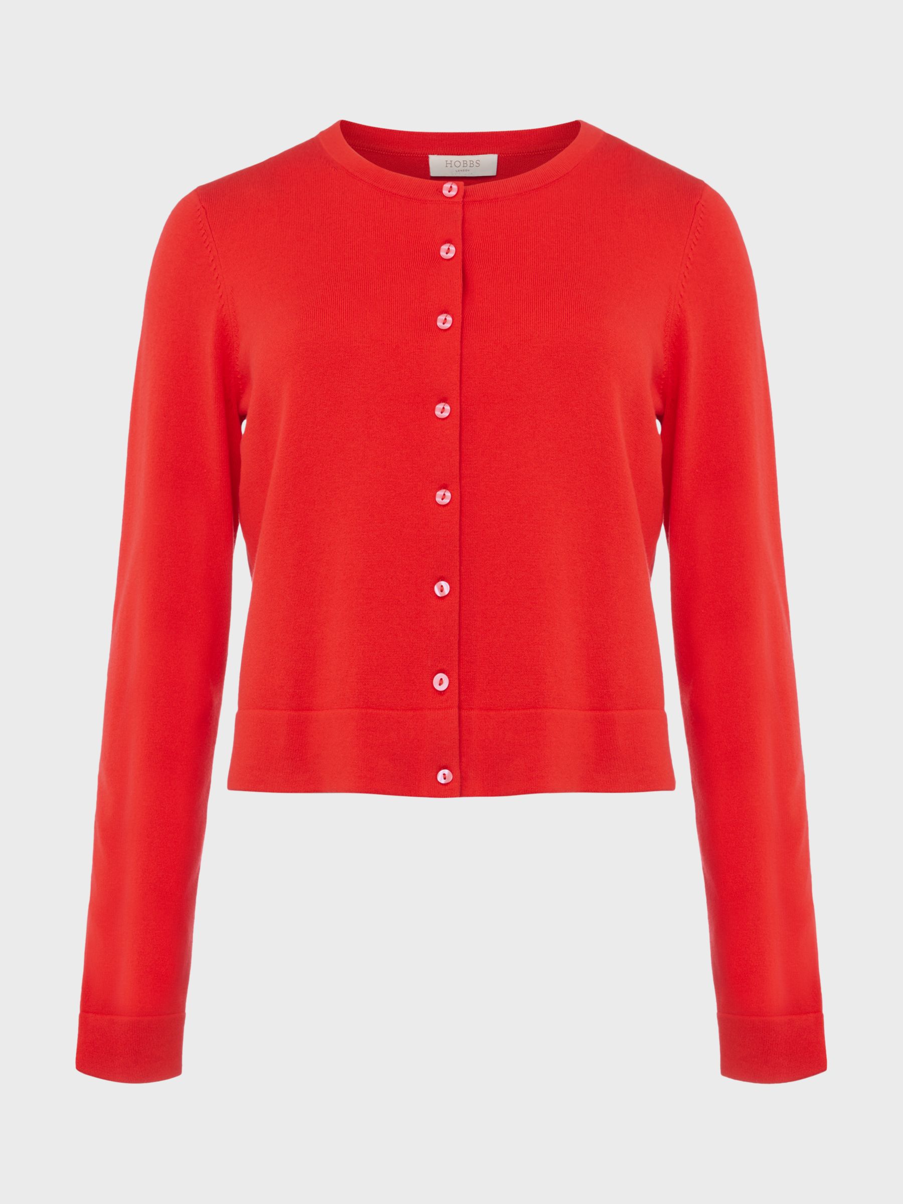 Hobbs Michelle Cardigan, Coral Red at John Lewis & Partners