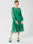 Hobbs Petite Maria Flared Midi Dress, Green Multi