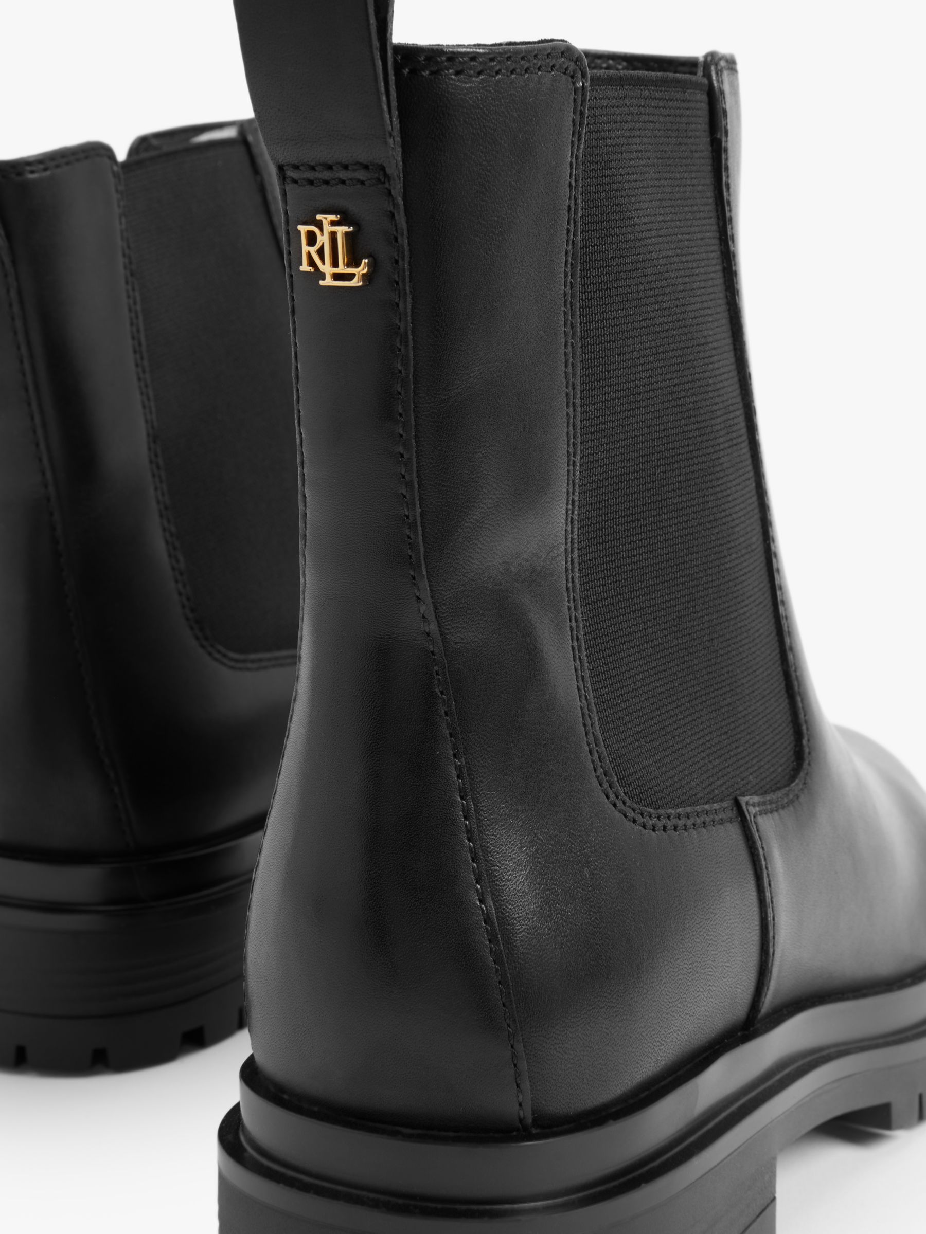 Lauren Ralph Lauren Corinne Leather Chelsea Boots, Black at John Lewis &  Partners