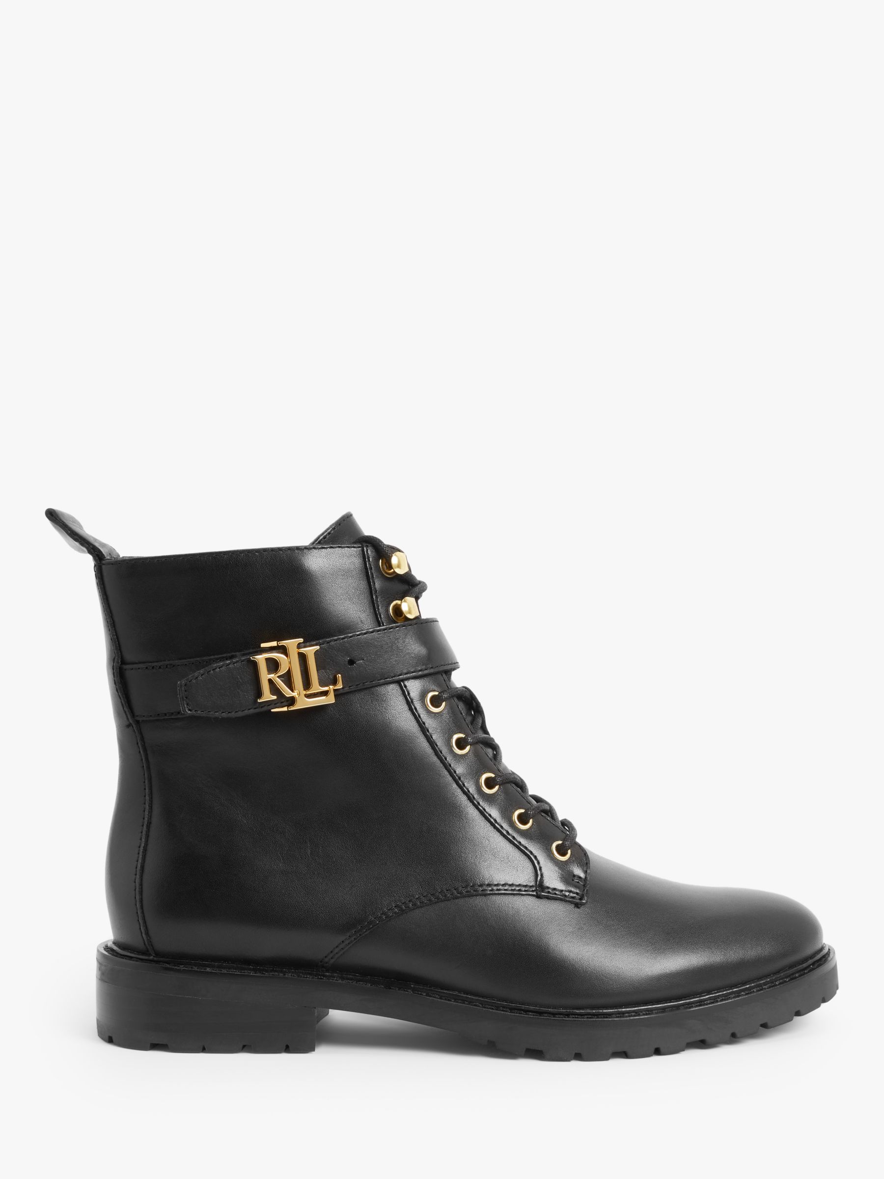 Lauren Ralph Lauren Eldridge Leather Ankle Boots, Black at John Lewis ...