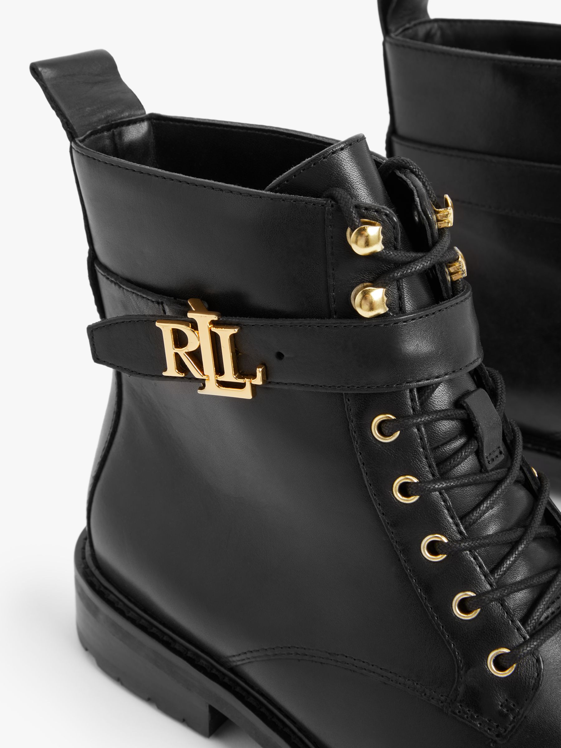 Lauren Ralph Lauren Eldridge Leather Ankle Boots, Black at John Lewis &  Partners