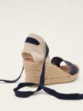 Phase Eight Tie Strap Open Toe Espadrilles, Navy