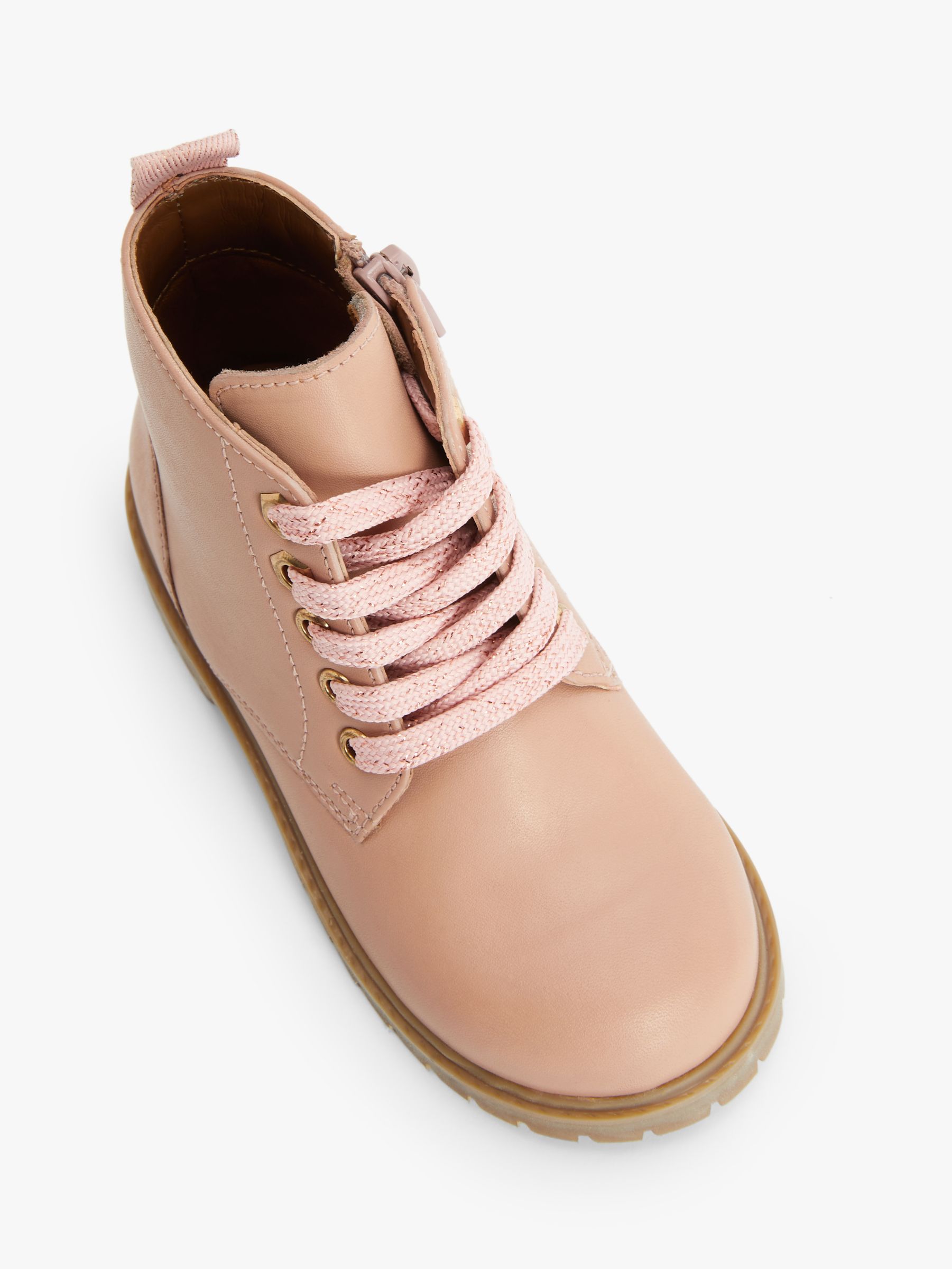 John Lewis Kids Coco Biker Boots Pink Pastel at John Lewis