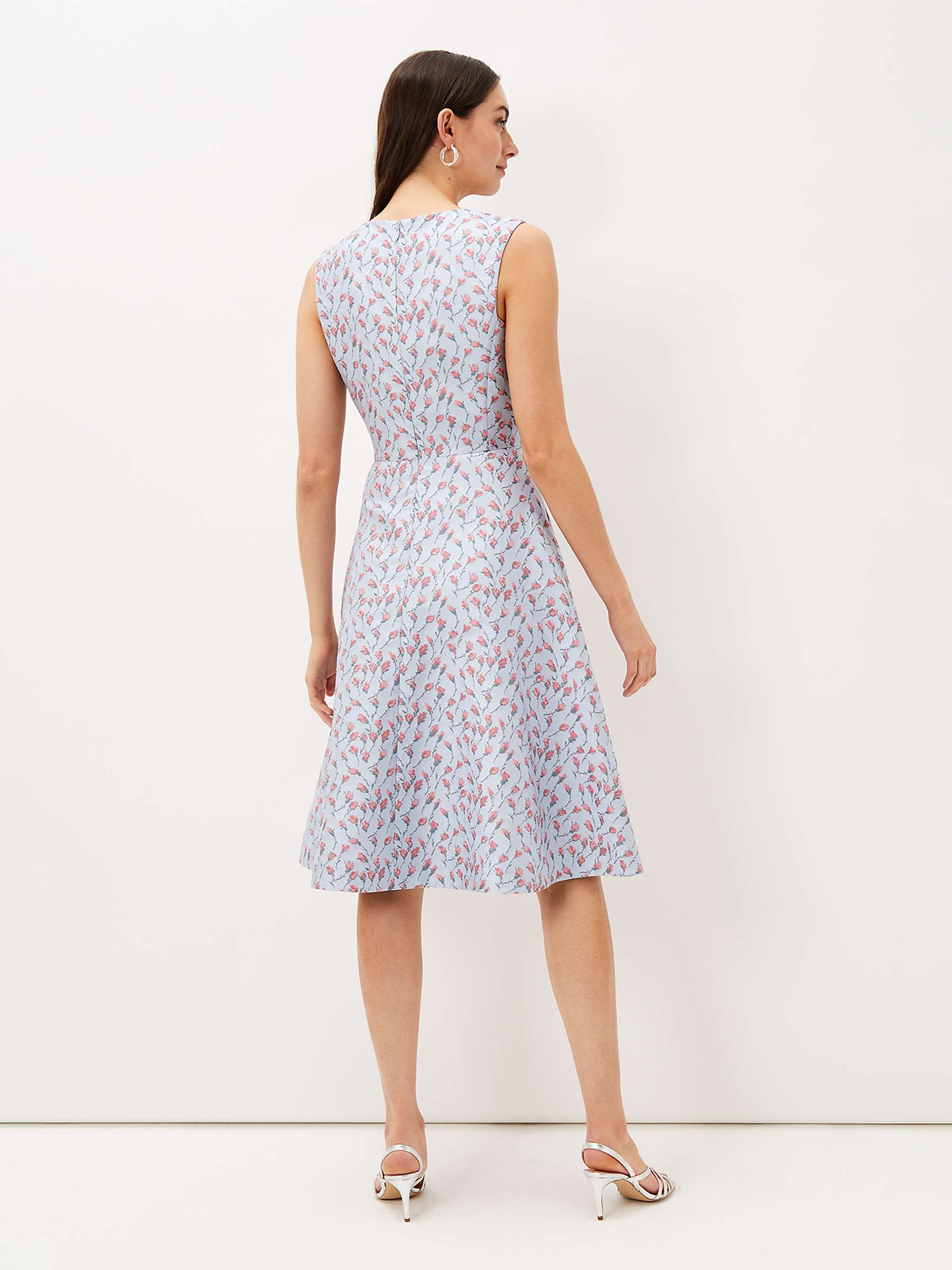 Buy Phase Eight Rosebud Jacquard Flared Dress, Arctic Blue/Pink Online at johnlewis.com