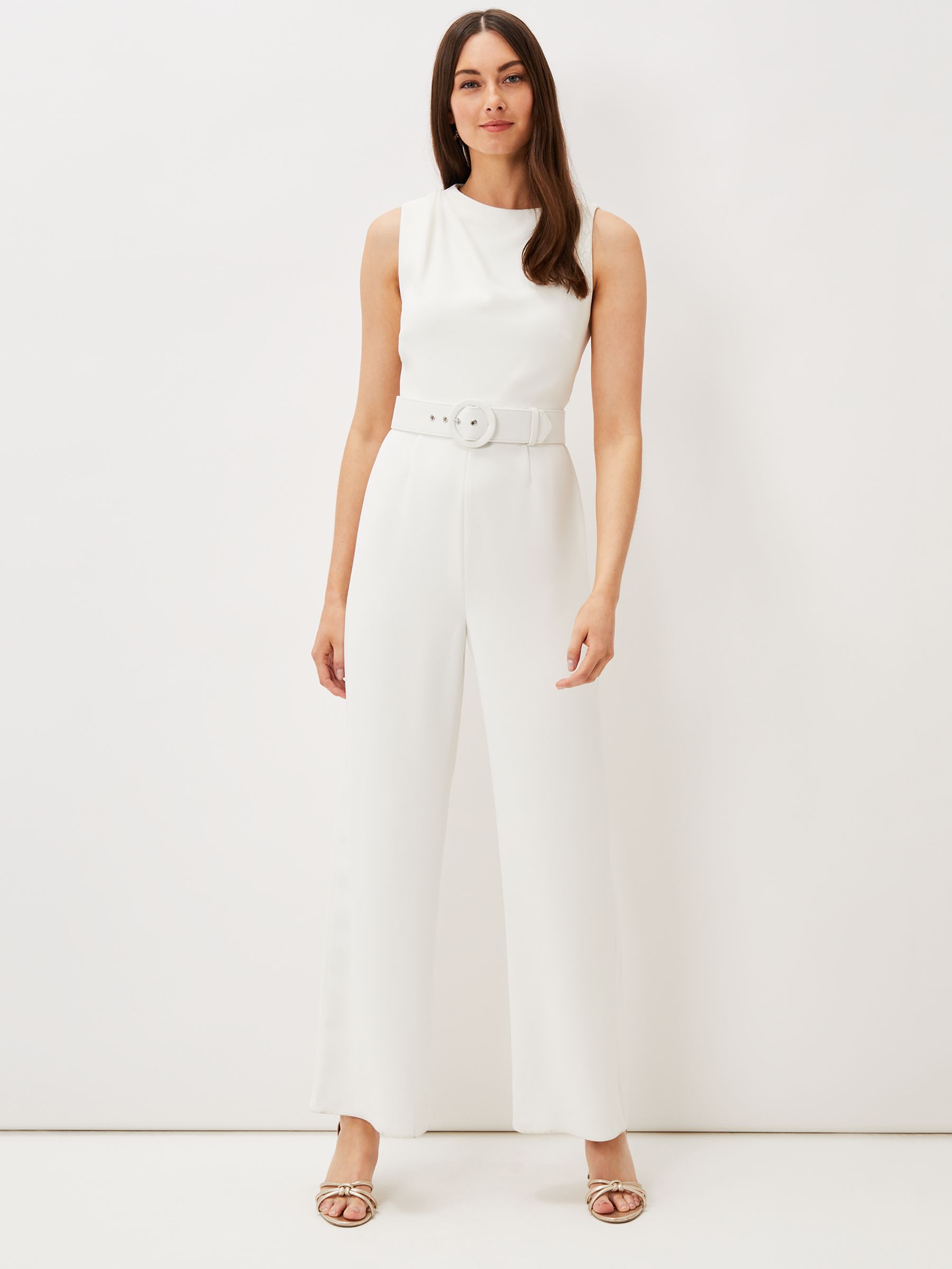Phase Eight Gracie Wide Leg Jumpsuit, Ivory at John Lewis & Partners