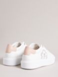 Ted Baker Loulay Low Top Leather Trainers, White/Pink, White/Pink