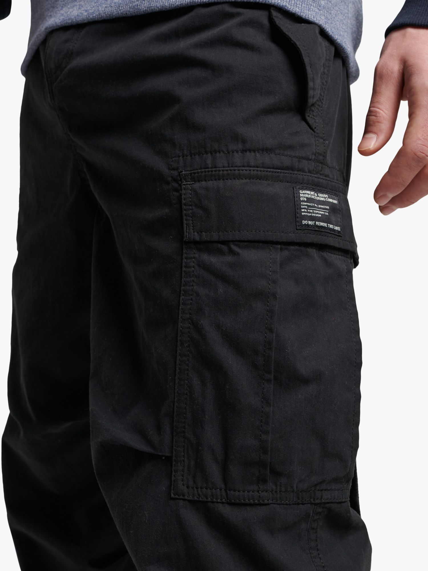 Superdry Parachute Grip Organic Cotton Trousers, Black at John Lewis ...