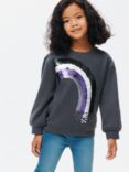 John Lewis Kids' Sequin Rainbow Sweatshirt, Charcoal