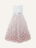 Monsoon Kids' Ianthe 3D Flower Party Dress, Dusky Pink