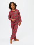 John Lewis Kids' Family Christmas Tartan Cotton Pyjama Set, Red