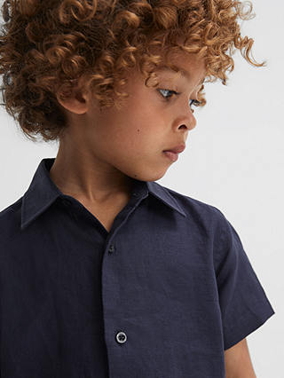 Reiss Kids' Holiday Short Sleeve Linen Shirt