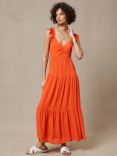 Mint Velvet Ruffle Boho Maxi Dress, Orange
