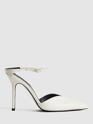 Reiss Banbury Leather Pointed Toe Court Shoes