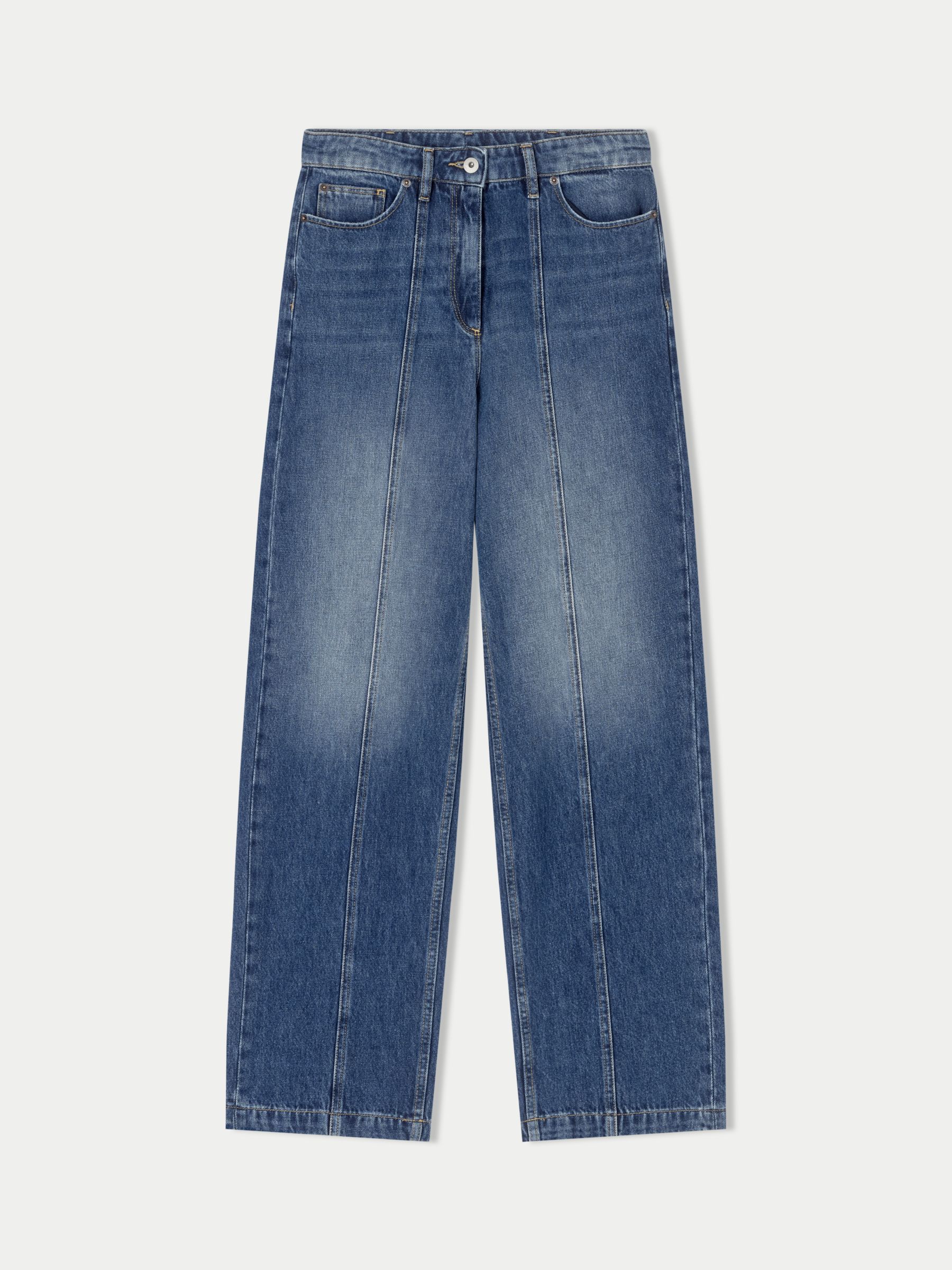 Jigsaw Tailored Loose Leg Jeans, Vintage Mid Blue at John Lewis & Partners