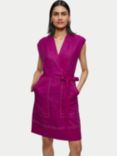 Jigsaw Linen Contrast Stitch Wrap Dress, Purple