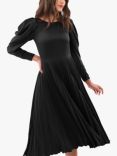 Closet London Puff Sleeve Pleated Midi Dress