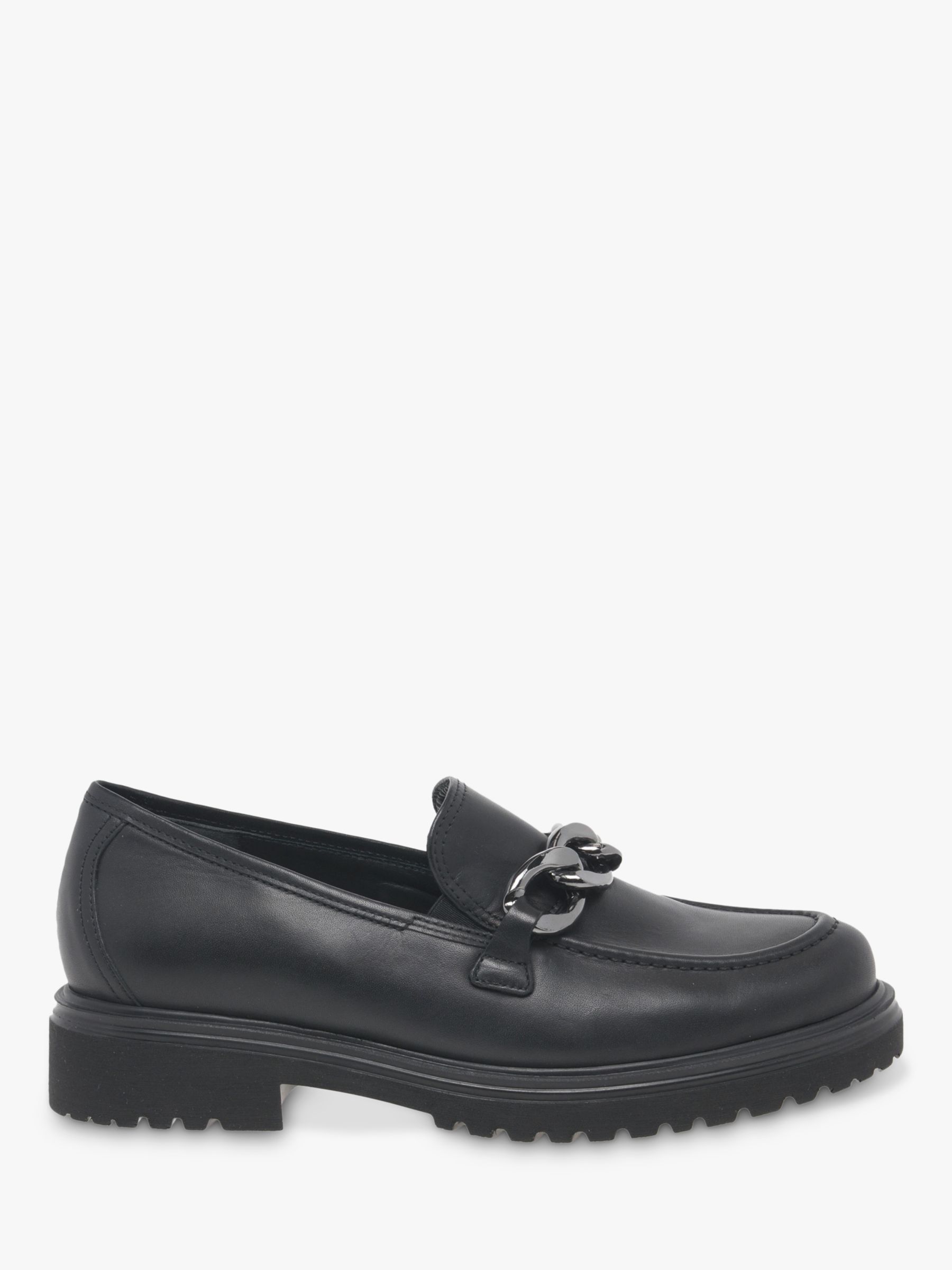 Gabor Florida Wide Fit Leather Loafers, Black at John Lewis & Partners