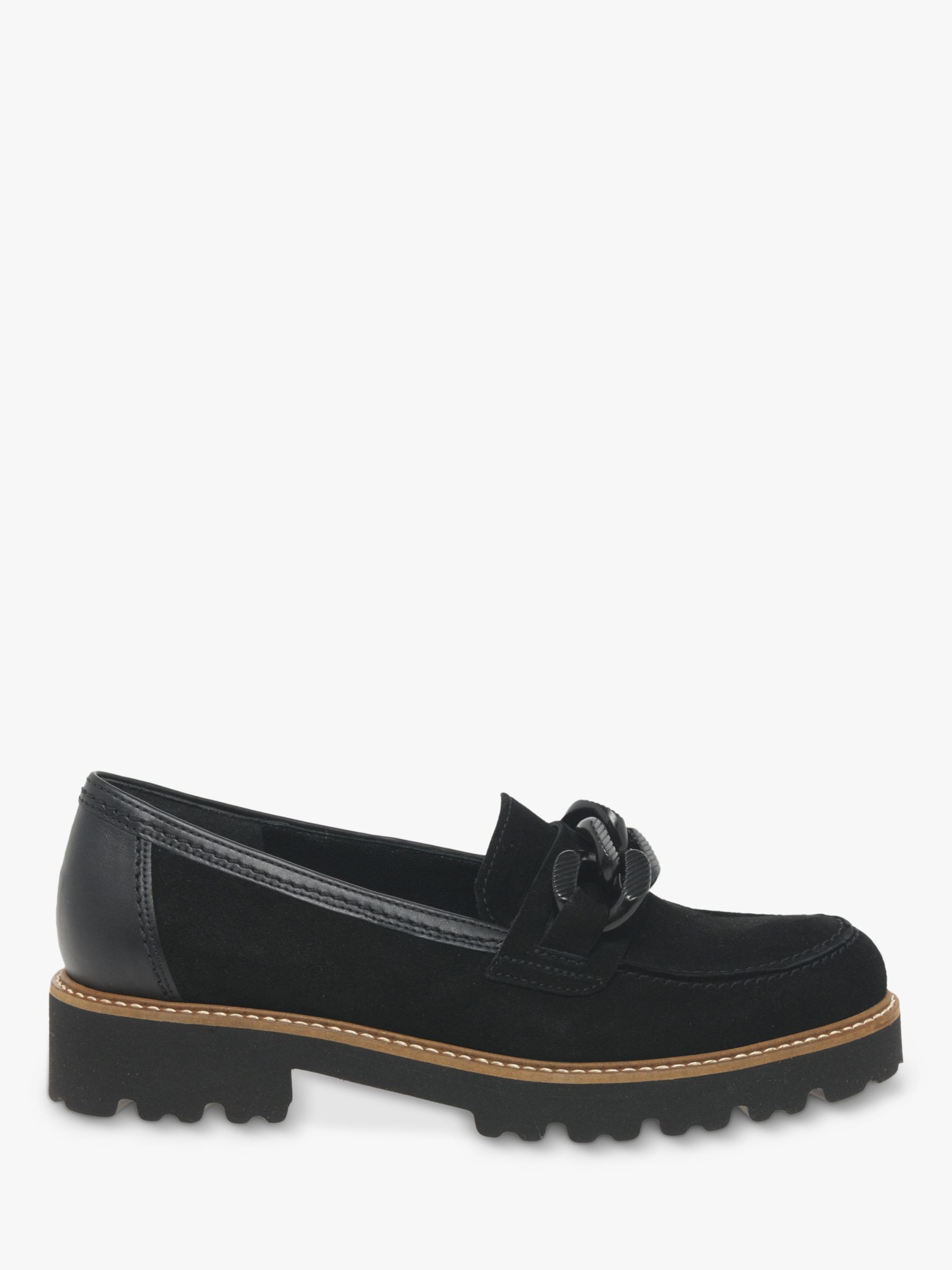 Gabor Squeeze Suede Loafers, Black at John Lewis & Partners