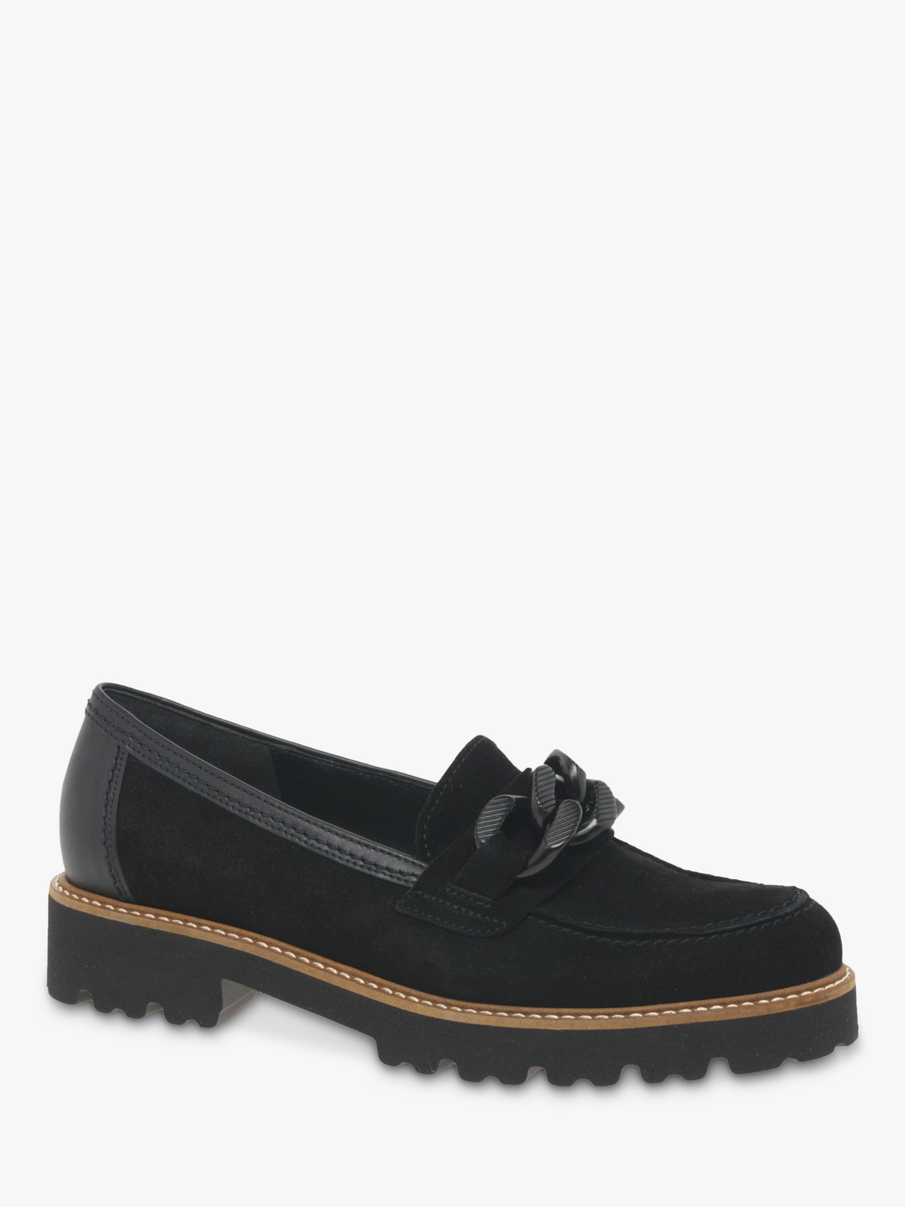 Gabor Squeeze Suede Loafers, Black at John Lewis & Partners