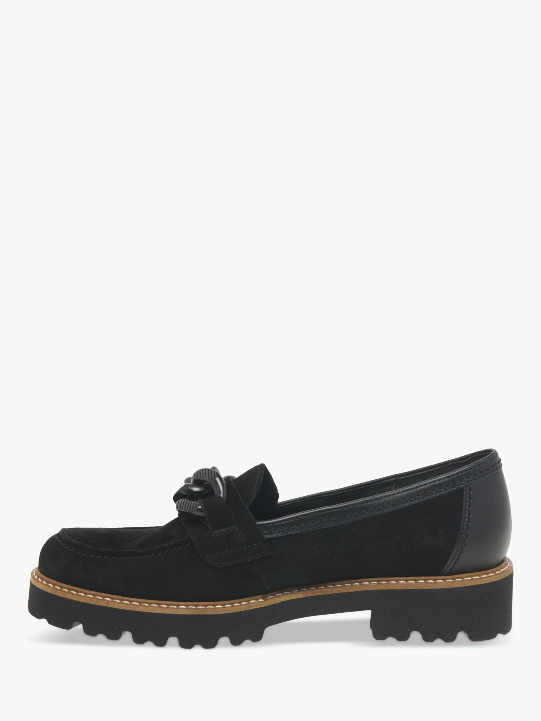 Gabor Squeeze Suede Loafers, Black at John Lewis & Partners