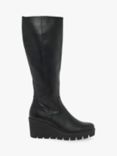 Gabor Ule Zipped Wedge Heel Long Boots, Black