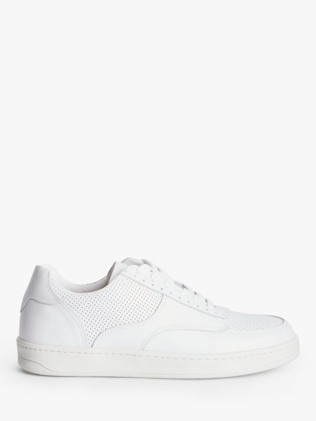 John Lewis Evelyn Leather Perforated Trainers, White, 3