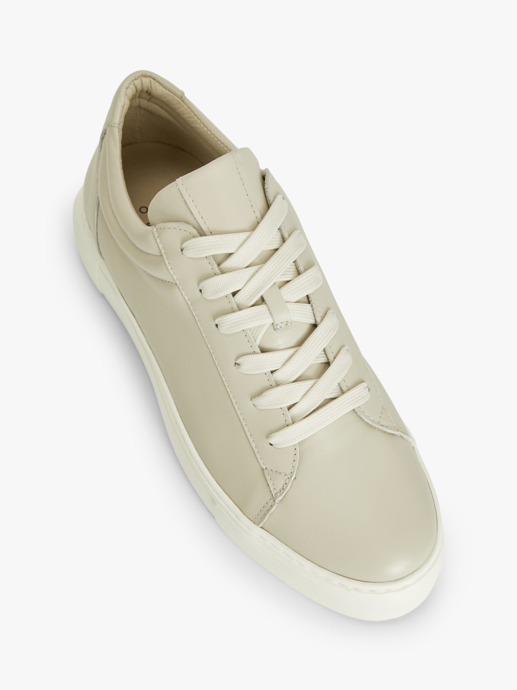 John Lewis Fauna Leather Flatform Lace Up Trainers, Beige at John Lewis ...