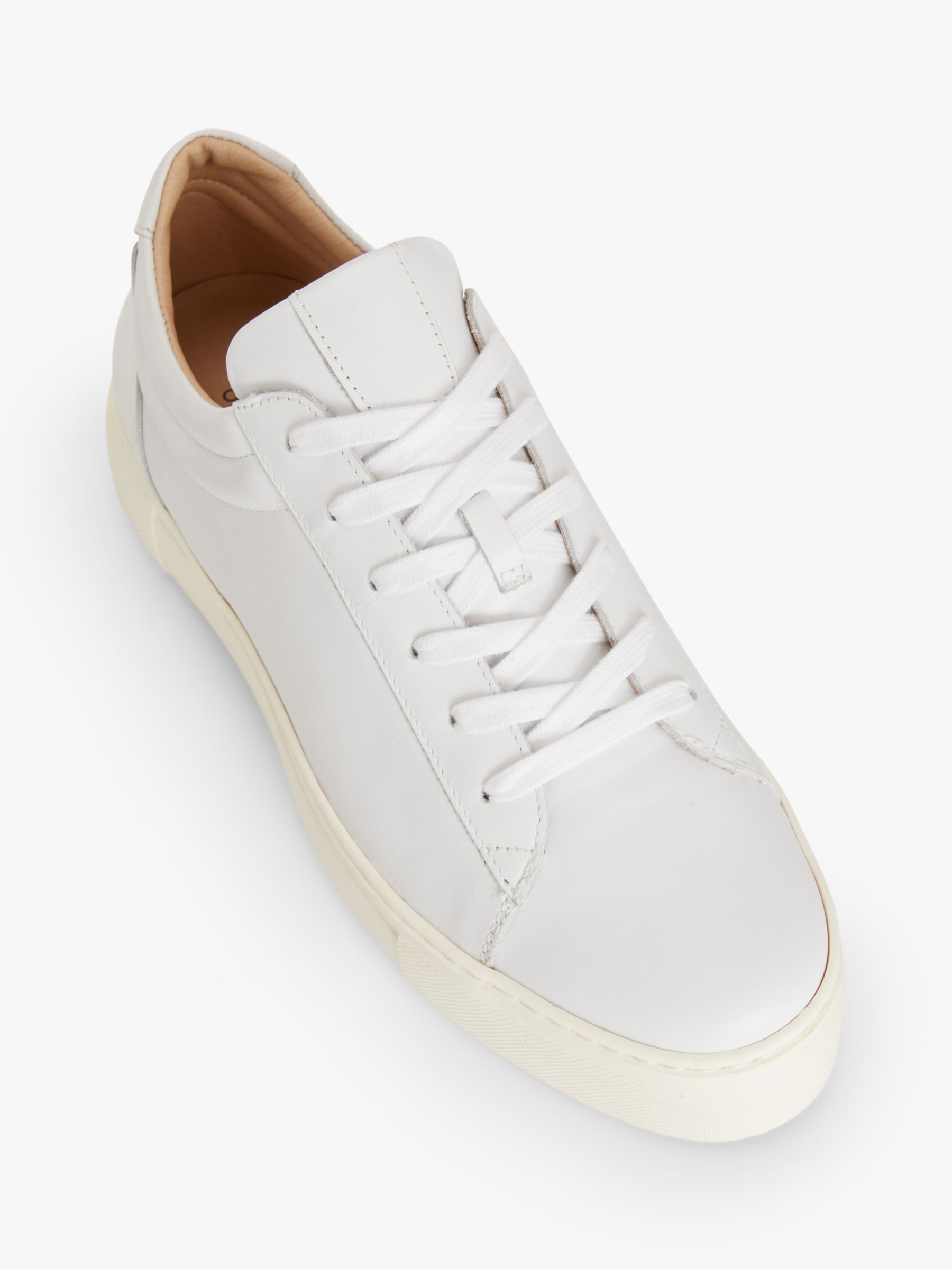 John Lewis Fauna Leather Flatform Lace Up Trainers, Vanity White at ...