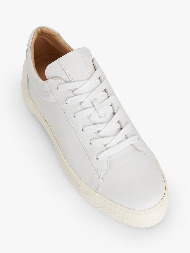 John Lewis Fauna Leather Flatform Lace Up Trainers, Vanity White