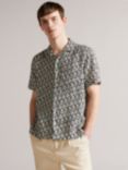 Ted Baker Toni Coral Print Linen Short Sleeve Shirt, Black/Multi