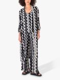 Ro&Zo Zig Zag Print Longline Shirt, Black/White