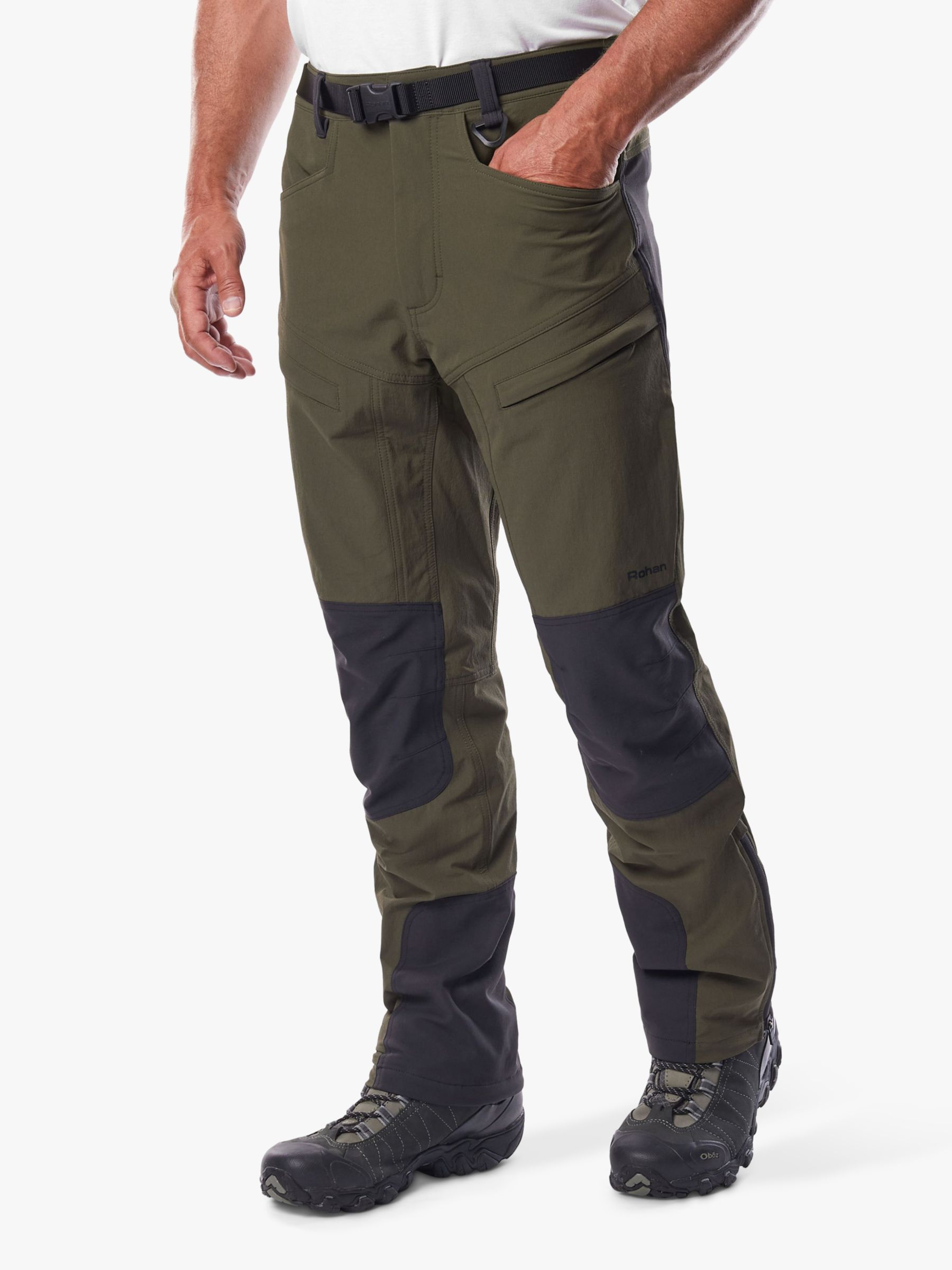 Rohan Fjell Hiking Trousers, Olive Brown/Black at John Lewis & Partners