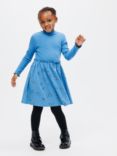 John Lewis Kids' Ribbed Jersey Ruffle Butterfly Dress, Blue